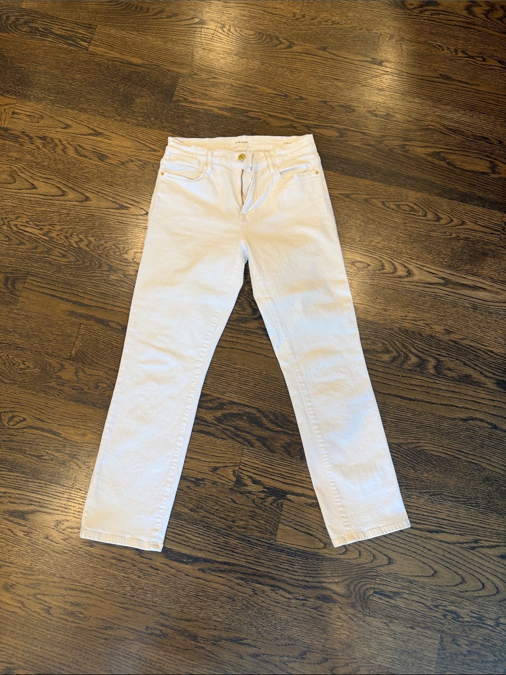 Frame Denim White Straight-Leg Jeans, Le High Straight